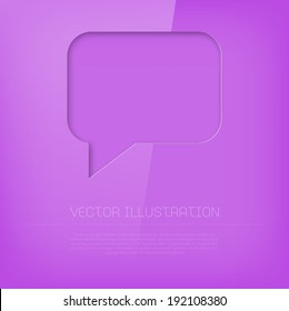 Vector glossy vibrant cut out purple speech bubble icon