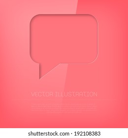 Vector glossy vibrant cut out pink speech bubble icon