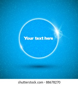 Vector glossy white speech bubble on blue background