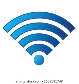Vector Glossy WiFi Icon with Blue Gradient and Concentric Curved Lines Representing Digital Connectivity