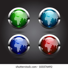 Vector glossy world globes