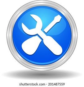 Vector glossy wrench and screwdriver web icon