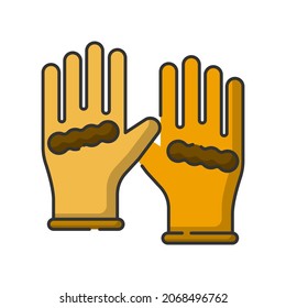 Vector glove filled line icon, monotone color with small shadow white background