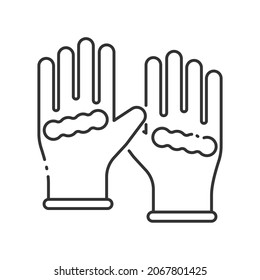 Icono del contorno del guante del vector, herramienta y protección de la mano relacionados 4000x4000 Pixel, fondo blanco de trazo editable