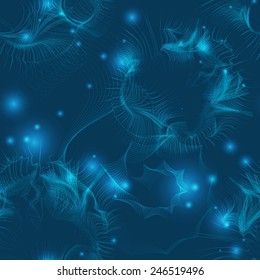 Vector glow blue cosmos abstract seamless pattern. Seamless pattern can be used for wallpaper, pattern fills, web page background,surface and fabric textures.