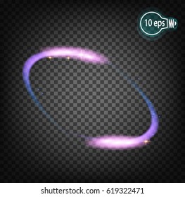 Vector glow of charged particles, illustration. A white star of dusty tracks of sparkling particles isolated on a transparent background. The magic concept.