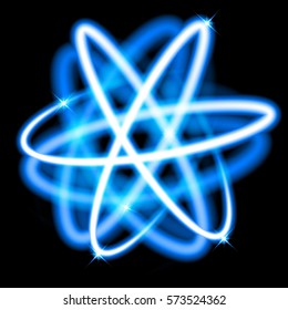 Vector glow neon light atom model