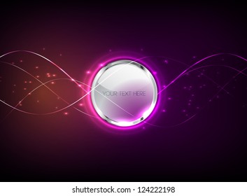 Vector glowing abstract dark background with round banner