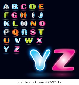 Vector Glowing Alphabet