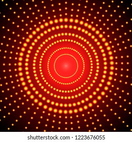 Vector Glowing Background, Red Circles, Abstract Lights on Dark Background, Shining Effect.