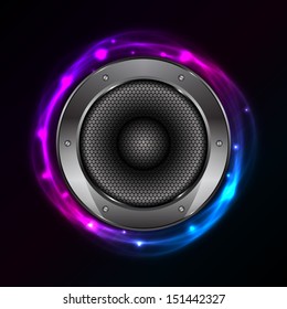 Vector glowing background with Sound Speaker