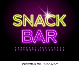 Bar de carteles con brillo vectorial. Se han establecido las Letras y números de moda neón. Fuente luminosa