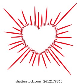Vector Glowing Beating Hearts Doodles Handdrawn in pink colors. Concentric hearts isolated icons