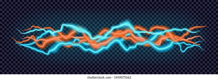 Vector glowing blue lightning set. Electric energy or equalizer design elements