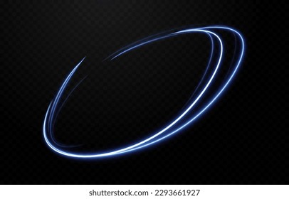Vector glowing blue lines png. Neon lines png. Magic lines of light, light effect. Fast moving lines png.