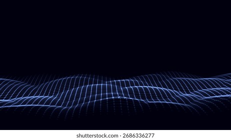 Onda azul brillante del Vector con los puntos del movimiento. Fondo digital Abstractas. Concepto de conexión de big data. Telón de fondo de la tecnología futurista.