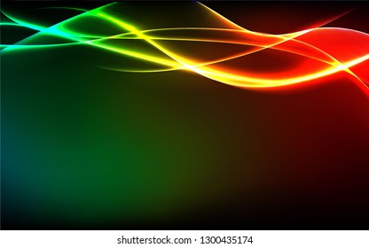 Vector Glowing blurred neon light curves with colorful background. Great for futuristic abstract banner or wallpaper.