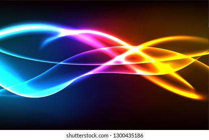 Vector Glowing blurred neon light curves with colorful background. Great for futuristic abstract banner or wallpaper.