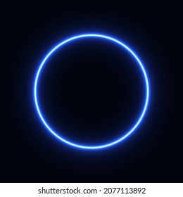 vector glowing circle on black background. blue neon circle.