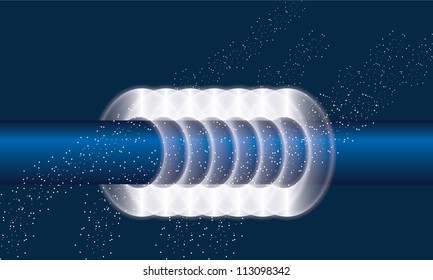 vector glowing circles on a cylinder