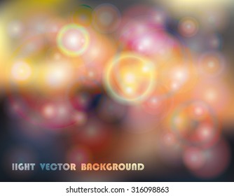 Vector glowing colorful background with sparkles and circles and text