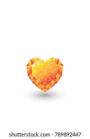 
Vector, glowing diamond amber heart  isolated on white background. Valentine's day theme, Love iconic, Ideas for gift, art, design, decoration, EPS10.