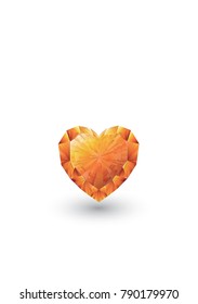 Vector, glowing diamond amber heart  isolated on white background. Valentine's day theme, Love iconic, Ideas for gift, art, design, decoration, EPS10.