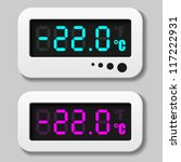 vector glowing digital thermometer icons