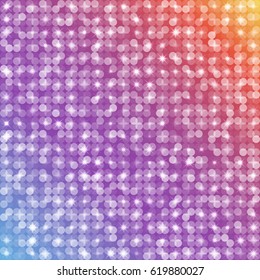 Vector glowing disco background. Mosaic with sparks and glowing.