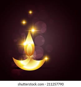 vector glowing diwali diya on a background