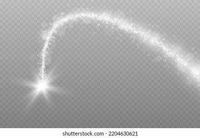 Vector que reluce el rastro del polvo sobre fondo transparente aislado. Png de brillo mágico. Estrellas con efecto luminoso png.