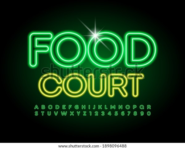 Vector Glowing Emblem Food Court Green Stock Vector (Royalty Free ...