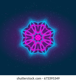 Vector glowing geometric element. Design prints for t-shirts, posters, flyers, postcards. Vector illustrations in bright neon colors