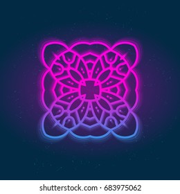 Vector glowing geometric element. Design prints for t-shirts, posters, flyers, postcards. Vector illustrations in bright neon colors