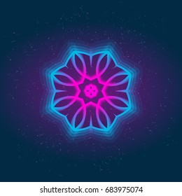 Vector glowing geometric element. Design prints for t-shirts, posters, flyers, postcards. Vector illustrations in bright neon colors