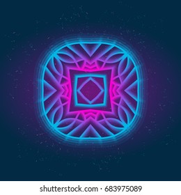 Vector glowing geometric element. Design prints for t-shirts, posters, flyers, postcards. Vector illustrations in bright neon colors