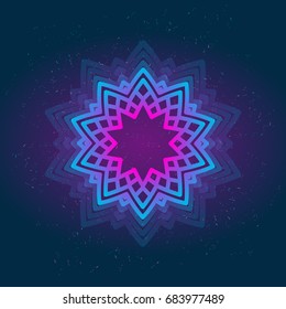 Vector glowing geometric element. Design prints for t-shirts, posters, flyers, postcards. Vector illustrations in bright neon colors