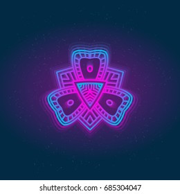 Vector glowing geometric element. Design prints for t-shirts, posters, flyers, postcards. Vector illustrations in bright neon colors