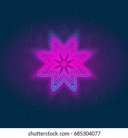 Vector glowing geometric element. Design prints for t-shirts, posters, flyers, postcards. Vector illustrations in bright neon colors
