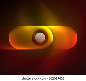 Vector glowing geometric shapes - round elements and circles on dark background