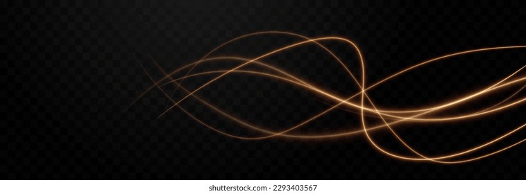Vector brillando líneas de oro png. Líneas de neón png. Líneas mágicas de luz, efecto luminoso. Líneas de movimiento rápido png.