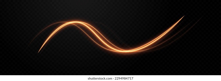 Vector glowing gold lines png. Neon lines png. Magic lines of light, light effect. Fast moving lines png.