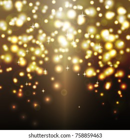 Vector glowing golden bokeh abstract background illustration