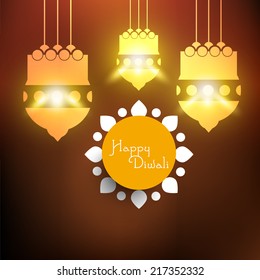 Vector glowing hanging Kandil for Diwali Festival.