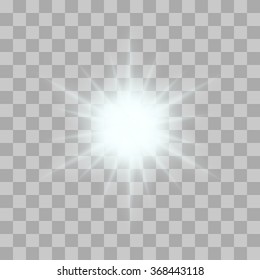Vector glowing light bursts with sparkles on transparent background