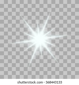 Vector glowing light bursts with sparkles on transparent background