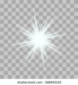 Vector glowing light bursts with sparkles on transparent background