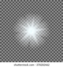 Vector glowing light bursts with sparkles on transparent background