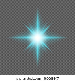 Vector glowing light bursts with sparkles on transparent background