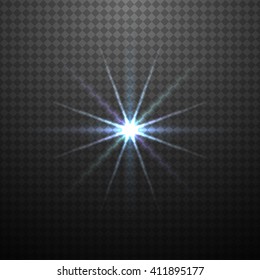 Vector glowing light effect. Colorful shine star on transparent background.